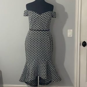CITY CHIC SIZE XS PLUS SIZE 14  POLKA DOT OFF SHOULDER LUCIANA MERMAID DRESS